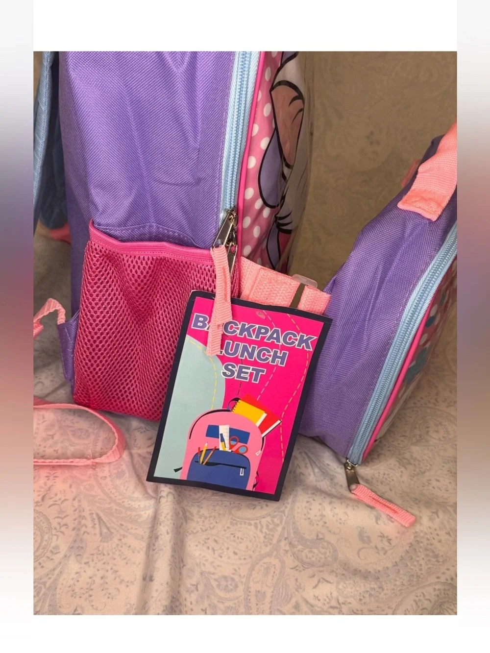 Marie The Aristocats 2 Piece Standard Backpack and attachable Lunch Bag Set